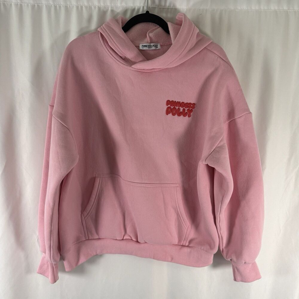 Princess Polly Hoodie Women's 4 Pink Pullover Raised Graphic Fleece Lined